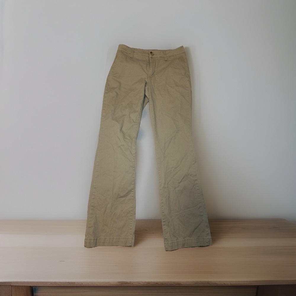 Aeropostale Classic Khaki Chino Pants Womens Size 2 Short Stretch Bootcut Casual